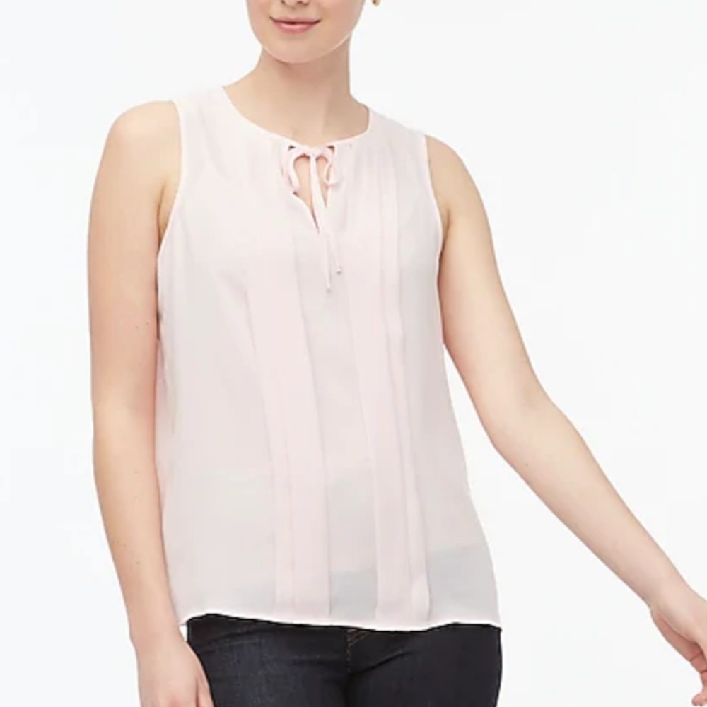 J CREW SLEEVELESS PLEATED TIE NECK TOP